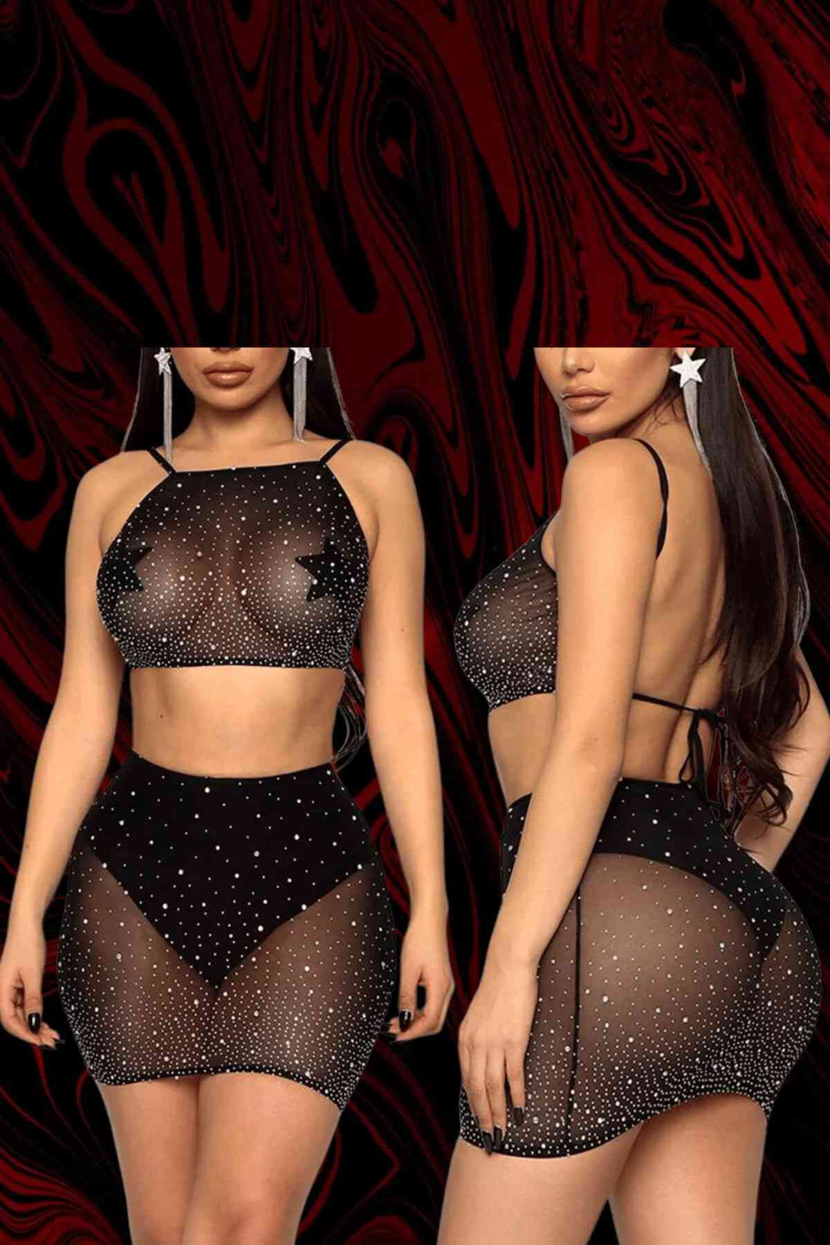 kissbump siyah simli transparan fantazi takım – tül büstiyer etek string 3’lü set kissbump siyah simli transparan fantazi takım – tül büstiyer etek string 3’lü set